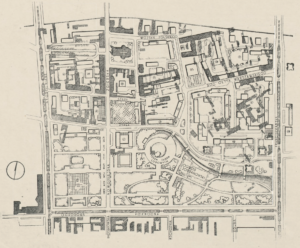 Projekt osiedla Stare Miasto i terenu zielonego na południe od osiedla autorstwa inż. arch. R. Karłowicza i K. Goławskiego R. Karłowicz, Przebudowa dzielnicy Bałuty i Starego Miasta w Łodzi, „Architektura”, 1950, nr 1/2, s. 38.